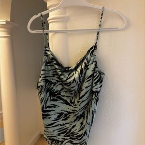 Wayf Black and Green Zebra Print Camisole